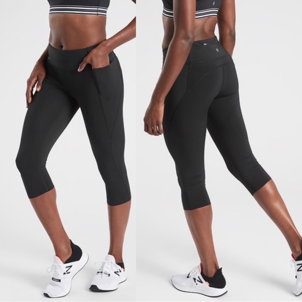 Athleta Velocity Stash Pocket Crop Leggings Size XXS Black